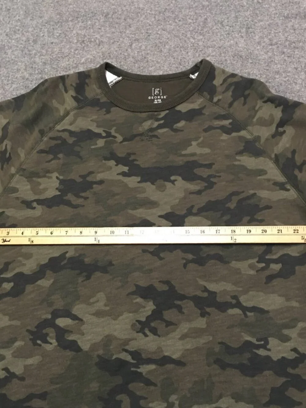 George Men XL 46-48 Sweatshirt Green Camouflage Crewneck Casual Outdoor Cotton‎